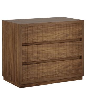 Fluted Nightstand, Oversized 3 Drawers Storage Cabinet, Mid Century Modern Wooden Bedside End Table for Bedroom, Living Room