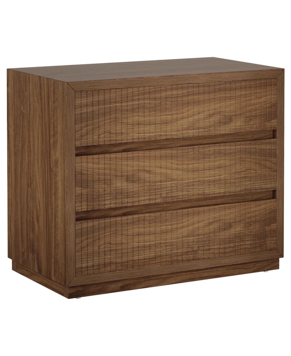 Rainsken Fluted Nightstand, Oversized 3 Drawers Storage Cabinet, Mid Century Modern Wooden Bedside End Table for Bedroom, Living Room