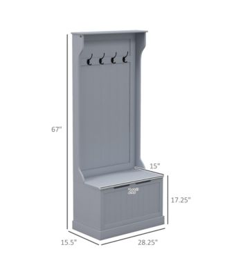 Hall Tree with Bench and Shoe Storage - Coat Rack with 4 Hooks and Flip Top Storage Compartment for Hallway and Entryway