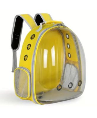 Breathable Transparent Pet Carrier Bag for Cats & Small Dogs – Portable Space Capsule with Zipper, Yellow, Ideal for Travel & Outdoor Adventures
