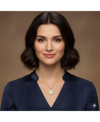 14k Yellow Gold 18 Inch Green, Lavender, Onyx Dyed Jade Dragon Greek Key Circle Necklace - 26mm x 32mm