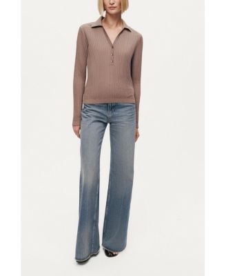Women's Ribbed Polo Sweater