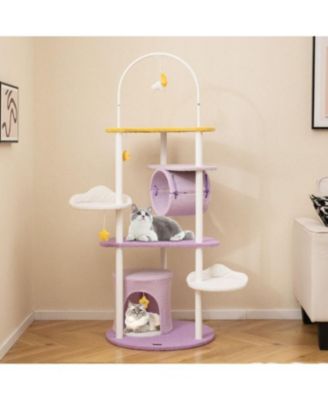  62" Large Cat Tower with Metal Frame & Jumping Platforms, Sturdy Indoor Cat Furniture