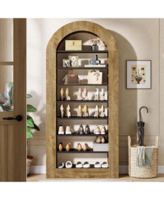 8-Tier Arched Bookshelf, 70.9'' Bookcase with Storage, Modern Bookshelf