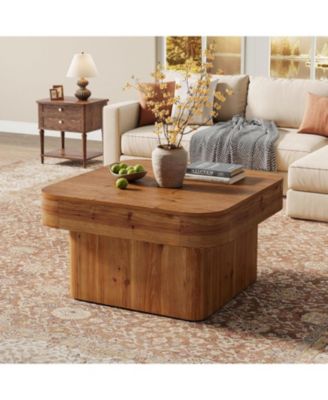 31.5'' Solid Wood Coffee Table, Farmhouse Square Coffee Table