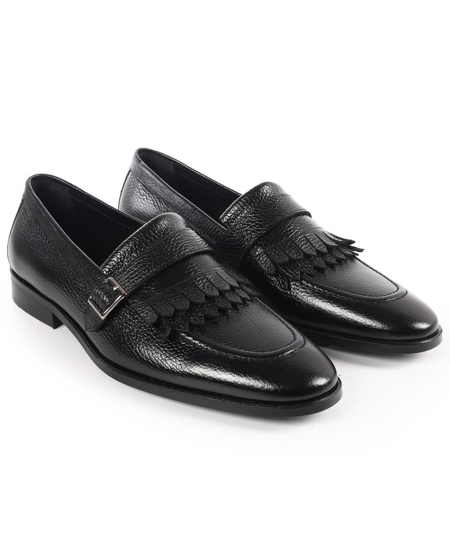 Мужские туфли VELLAPAIS Tortoise Monk Strap Slip-On Dress Loafers, цвет: Чёрный — фото 5