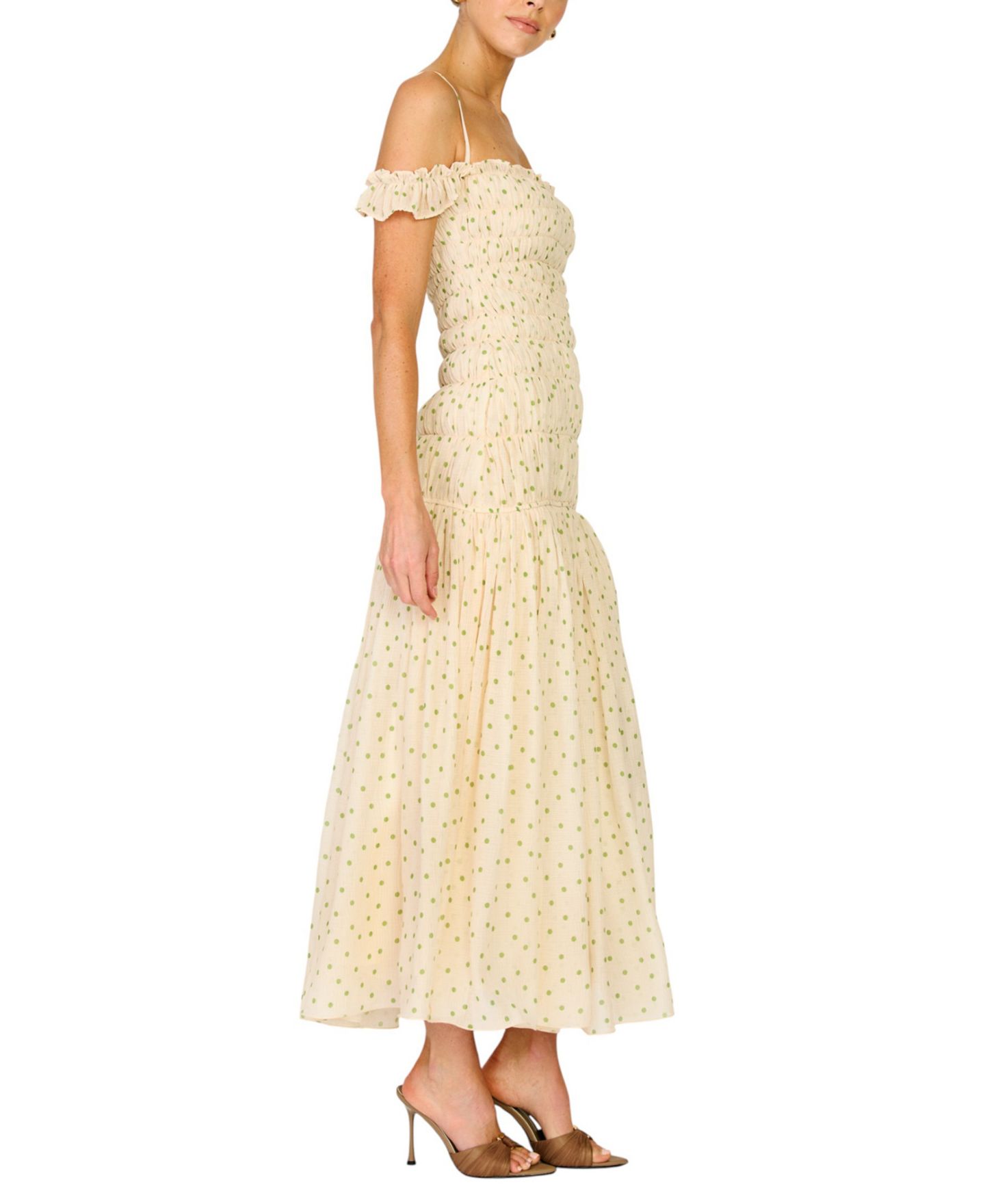 Женское платье Line & Dot Polka Dot Print Maxi, цвет: Кремовый разноцветный — фото 3