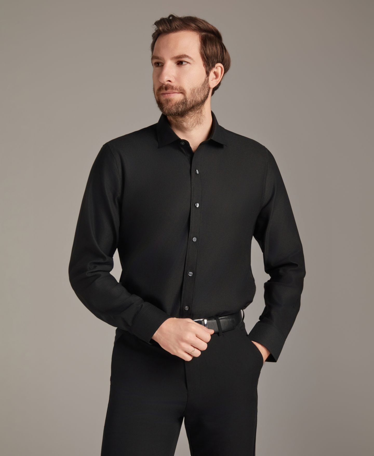 Мужская рубашка Bar III Diamond Dobby Spread Collar Dress Shirt, цвет: Чёрный комбинированный — фото 1
