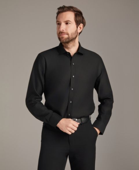 Мужская рубашка Bar III Diamond Dobby Spread Collar Dress Shirt, цвет: Чёрный комбинированный