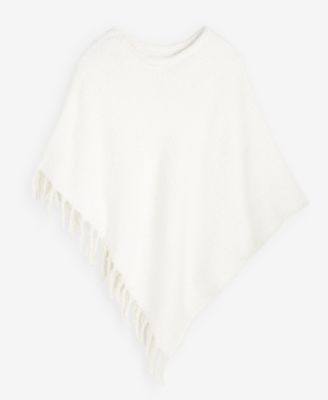 Women's Boucl&eacute; Fringe-Trim Poncho
