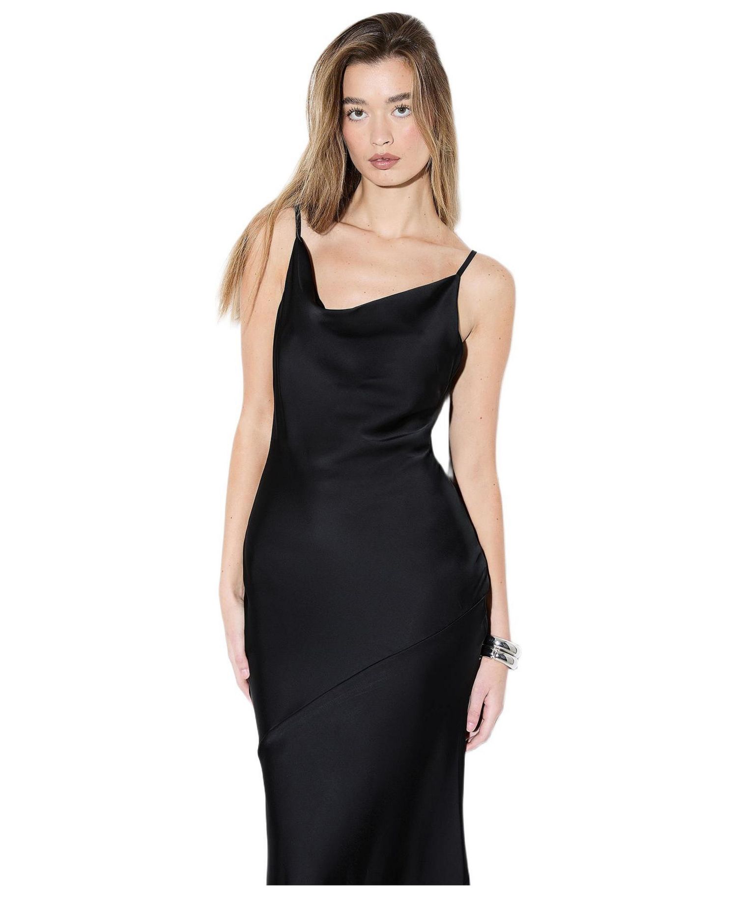 Women's Premium Satin Bow Bridesmaid Dress