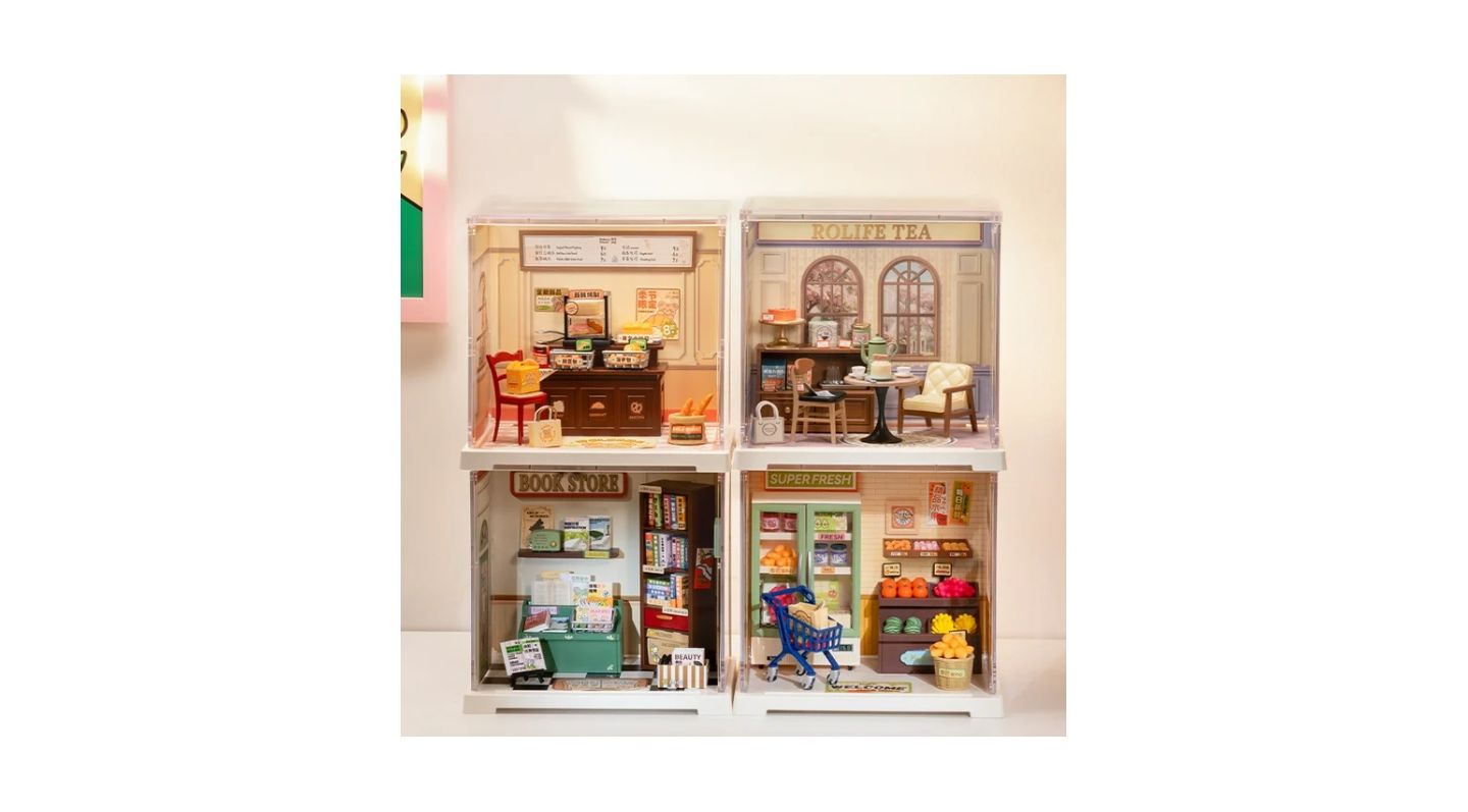 Детские конструкторы Robotime Super Creator Mini Butter Bakery House, DIY Plastic Miniature Kits Retail Store Series, Mini Model House Building Set for Teens DIY Crafts, цвет: Жёлтый — фото 4