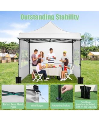10x10 ft Pop-Up Canopy Tent with Awning and Sidewalls, Party or Picnic