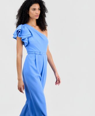 Women's One-Shoulder Ruffle-Sleeve Jumpsuit