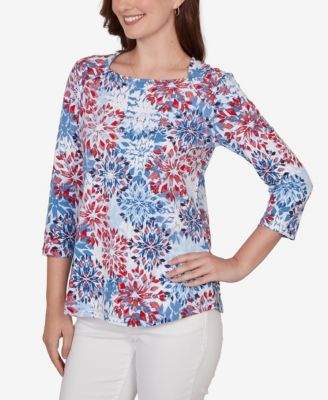Petite Floral Medallion Knit Top