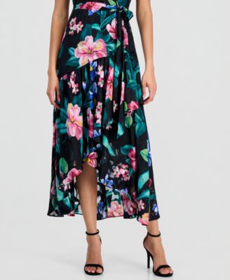 Women's Ruffle-Sleeve V-Neck High-low Patio Wrap Dress