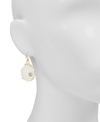 Gold-Tone Plated Shell Drop Earrings