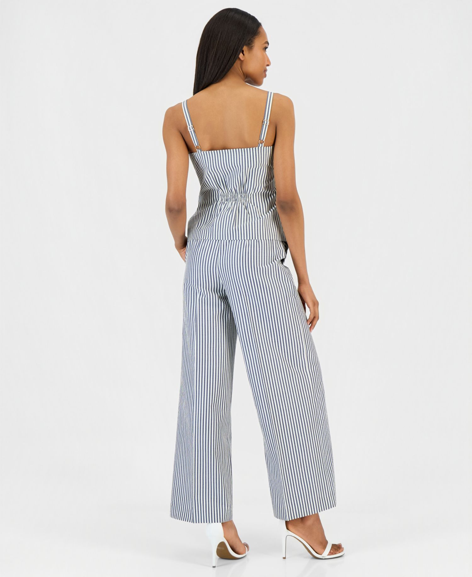 Women's Seersucker Stripe Wide-Leg Pants