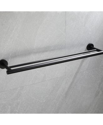 23.6" Stainless Steel Wall Mounted Towel Bar, Double Bath Towel Bar for Bathroom, Kitchen and Bedroom - Matte Black