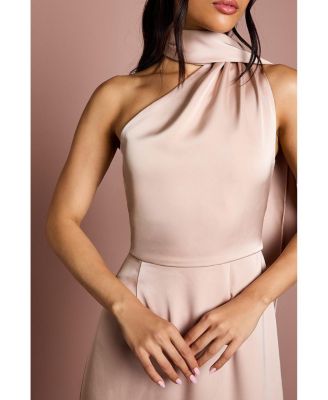 Women's Satin One Shoulder Maxi Dress