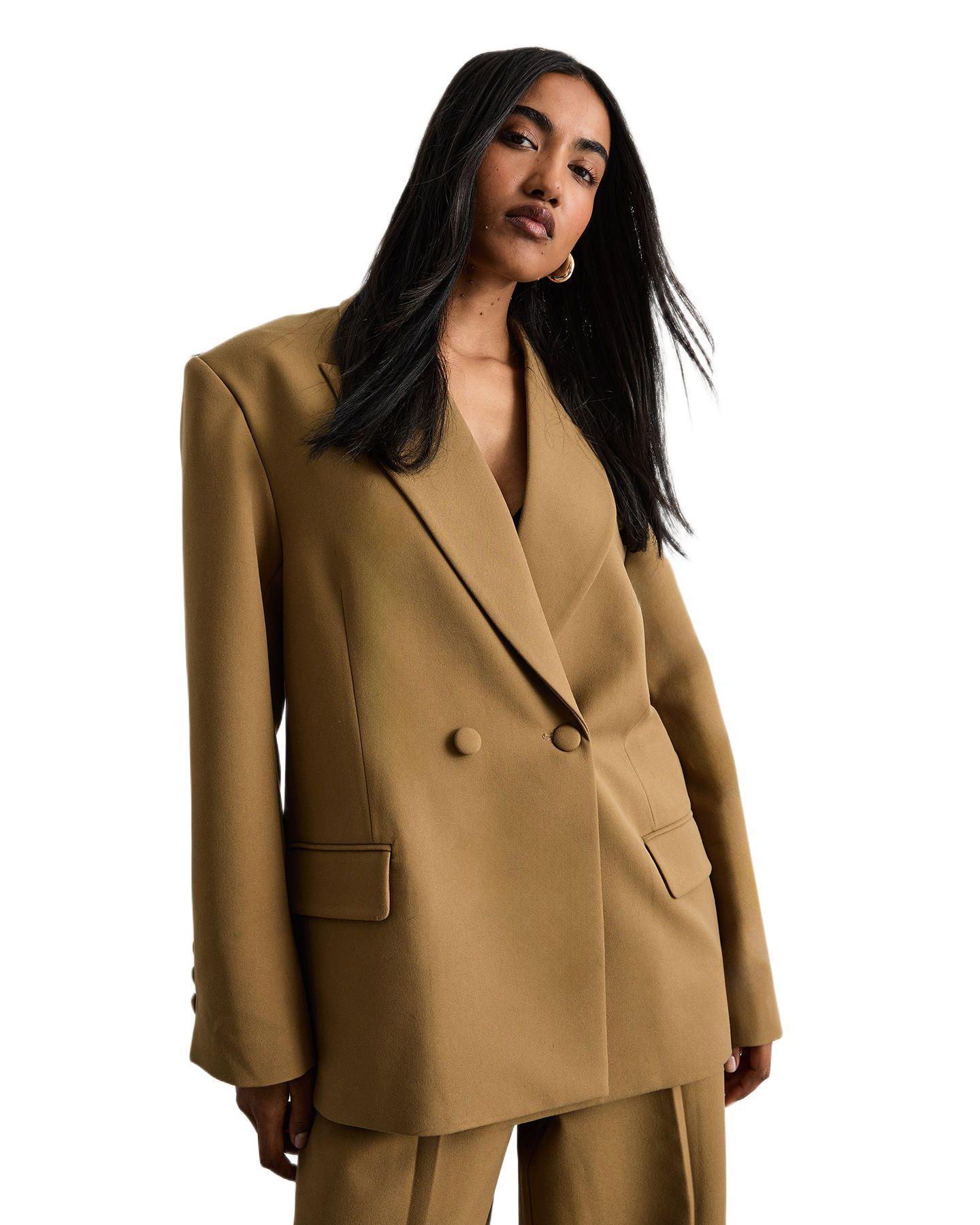 Женский пиджак Warehouse The Premium Oversized Tailored Blazer, цвет: Бежевый — фото 1