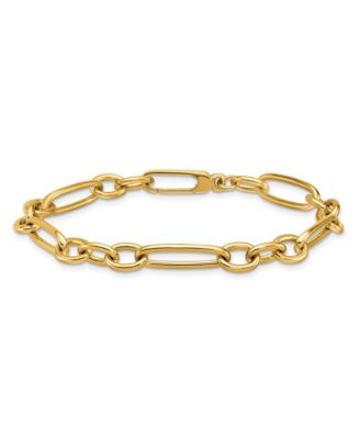 Solid 18k Yellow Gold Italian 7.5 Inch 6.4mm Oval and Paperclip Link Bracelet