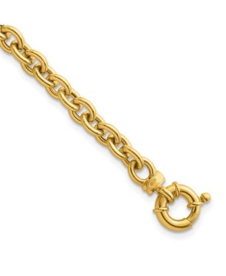 Solid 18k Yellow Gold Italian 7.5 Inch 7mm Large Rolo Link Toggle Bracelet