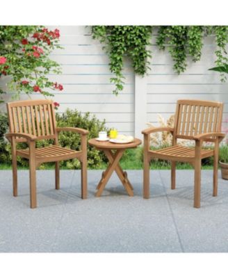 Patio Outdoor Chair Featuring Slatted Seat and Curved Comfort