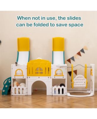 10-in-1 Toddler Slide and Swing Set with 2 Slides and Tunnel