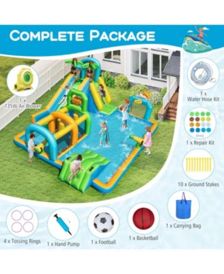 Tropical Inflatable Dual Water Slide Aqua Park with 735W Blower Included