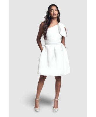 Women's One Shoulder Bow Bridal Mini Dress