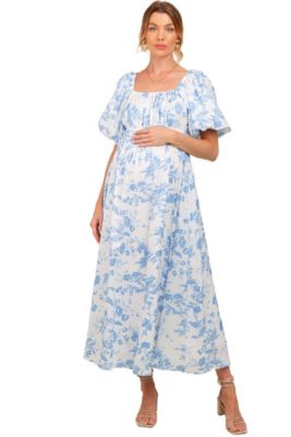 Women's Floral Puff Sleeve Midi Dress