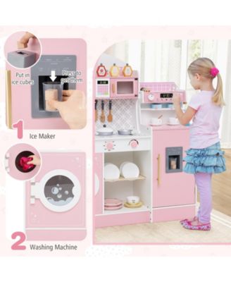 Kids Wooden Kitchen Set with Coffee Maker and Accessories, Play