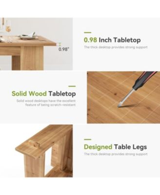 63 Solid Wood Dining Table, Rectangle Kitchen Table for 4-6 People