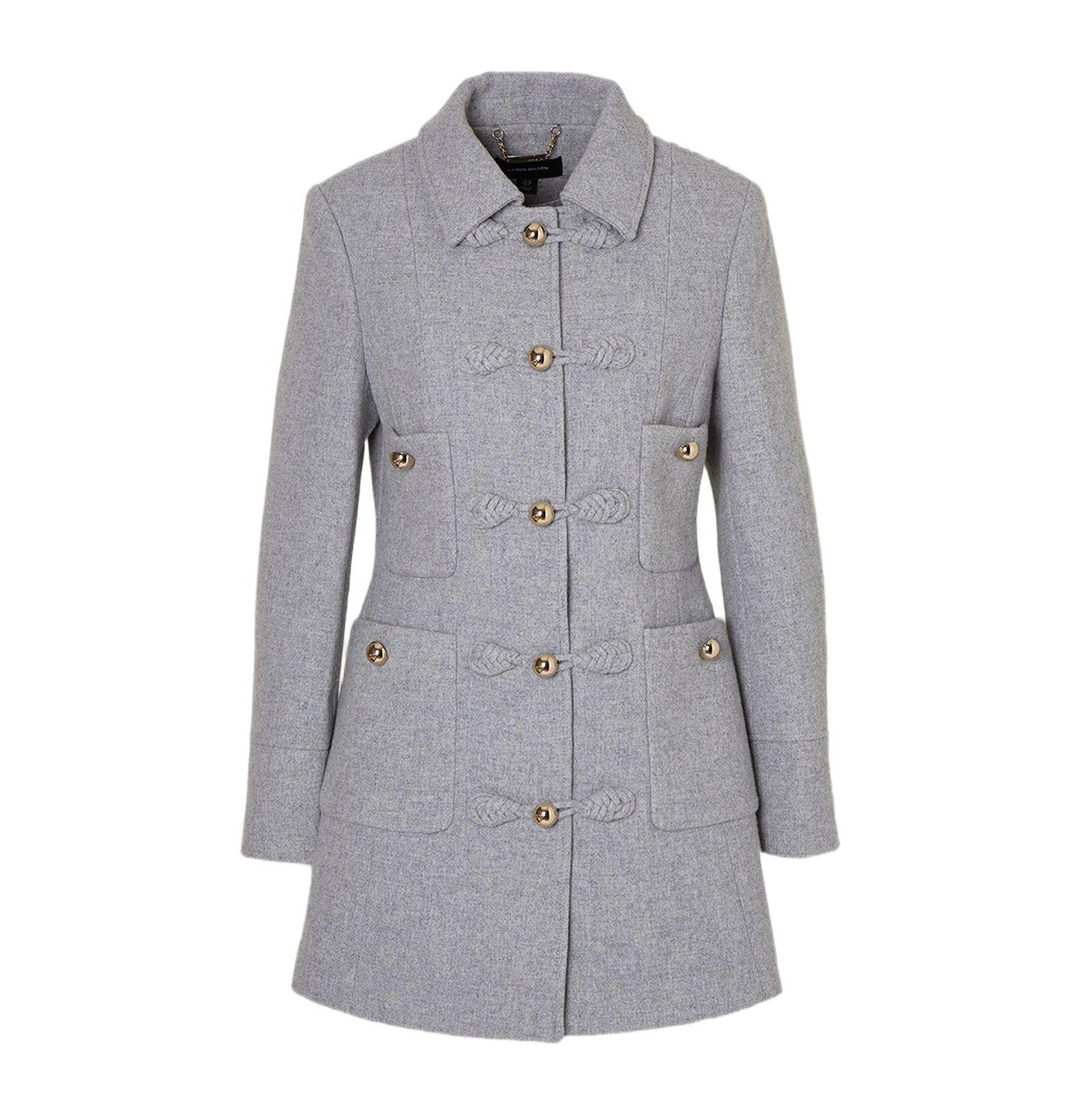 Женское пальто Karen Millen Sculpted Midi Knot-Front Occasion, цвет: Серый меланжевый — фото 2