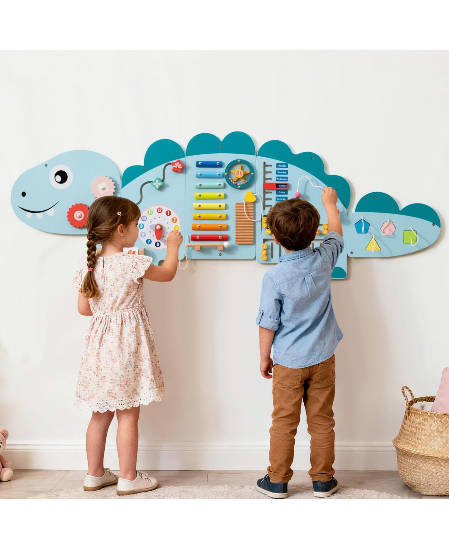 Детская игрушка Mecale 11-in-1 Montessori Activity-Wall Busy Board, Ages 3+, цвет: Синий — фото 2