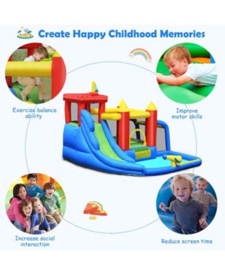 Inflatable Bounce House with Splash Pool, Climb & Slide, Blower Included