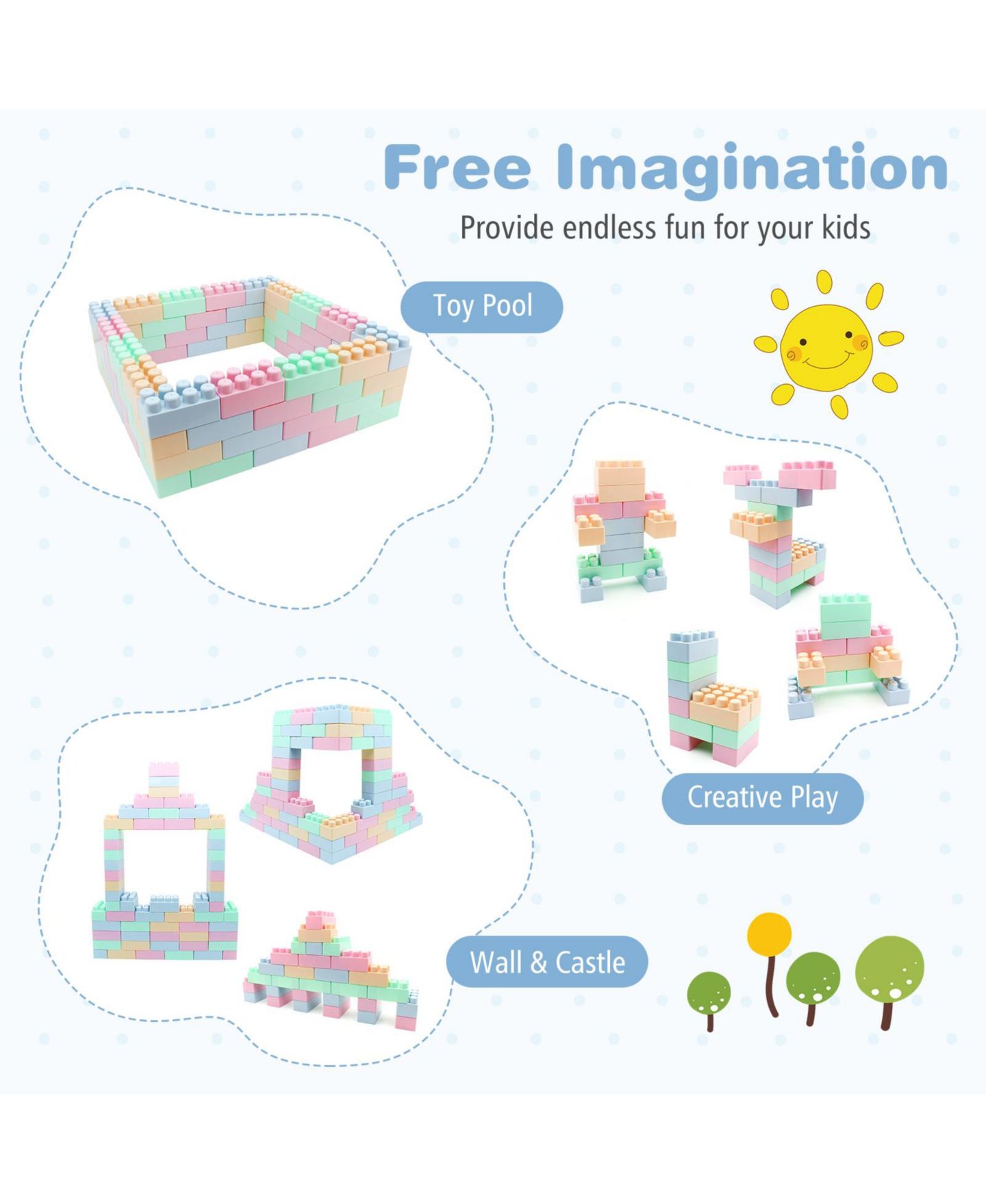 Детские конструкторы Mecale Educational Building Blocks 64-Piece Set, Ages 18 Months+, цвет: Белый — фото 4
