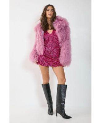 Women's Cluster Sequin Plunge Mini Dress