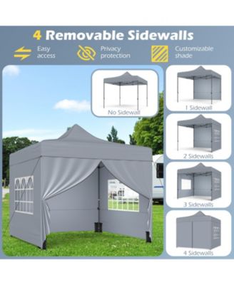 10x10 ft Pop-Up Canopy Tent with 4 Removable Sidewalls & Wheeled Bag