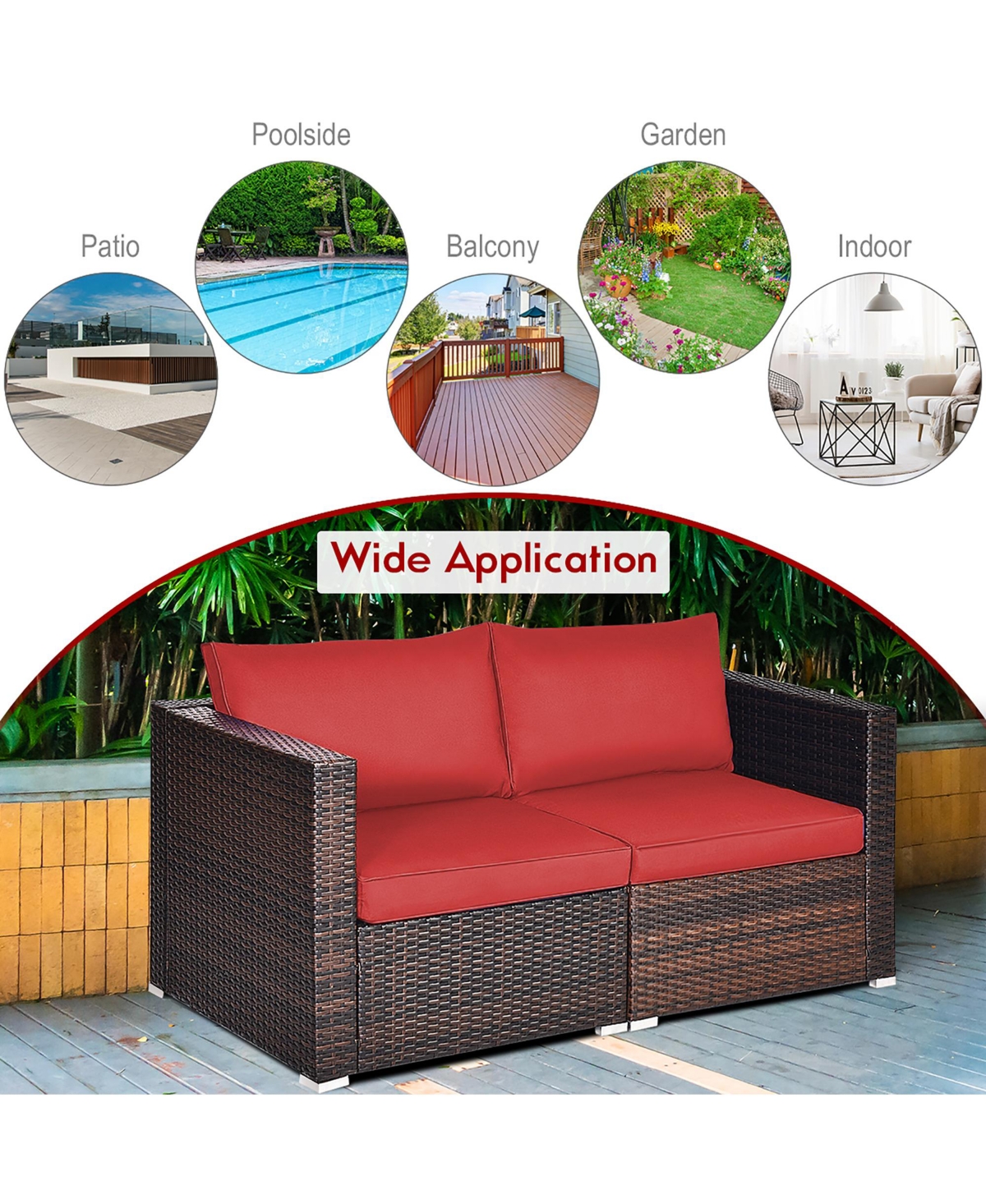 4PCS Patio Rattan Corner Sofa Sectional Furniture Set