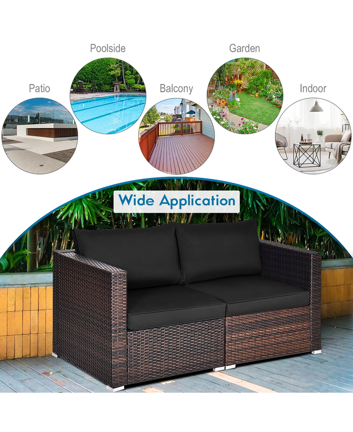 4PCS Patio Rattan Corner Sofa Sectional Furniture Set