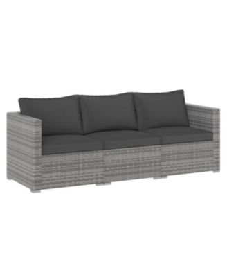 Outdoor 3-Piece PE Rattan Sectional Sofa Set with Cushions