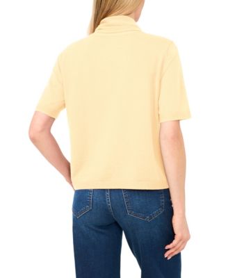 Women's Tie Neck Short-Sleeve Sweater