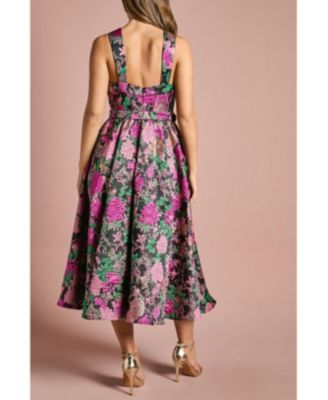 Women's Corset Jacquard Midi Dress