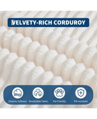 Oversized Chaise Lounge Chair Indoor Upholstered Sofa Bed with Throw Pillows and Armrests Comfy Corduroy Sleeper Couch