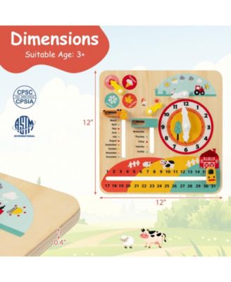 Montessori Wooden Learning Clock Toy for Toddlers, Seasons Theme