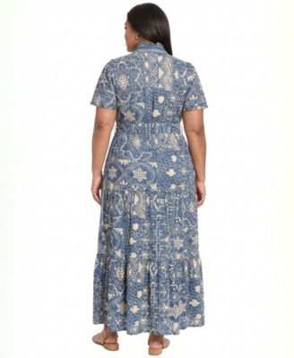 Plus Size Printed Tiered Dress