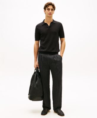 Men's Short-Sleeve Pointelle Pattern Polo Shirt