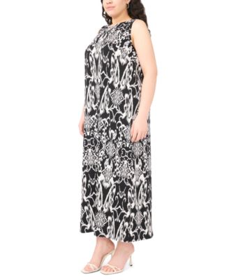 Plus Size Printed Round Neck Sleeveless Maxi Dress
